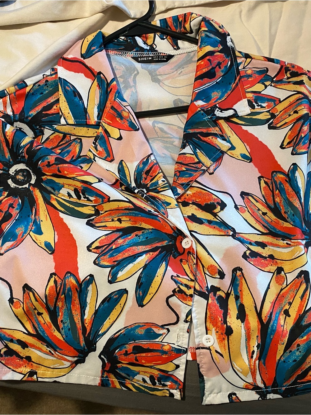 SHEIN banana Multicolor Button-Down Shirt